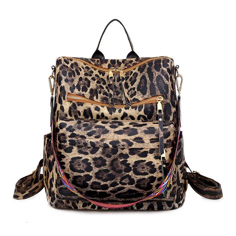 leopard backpack for women.